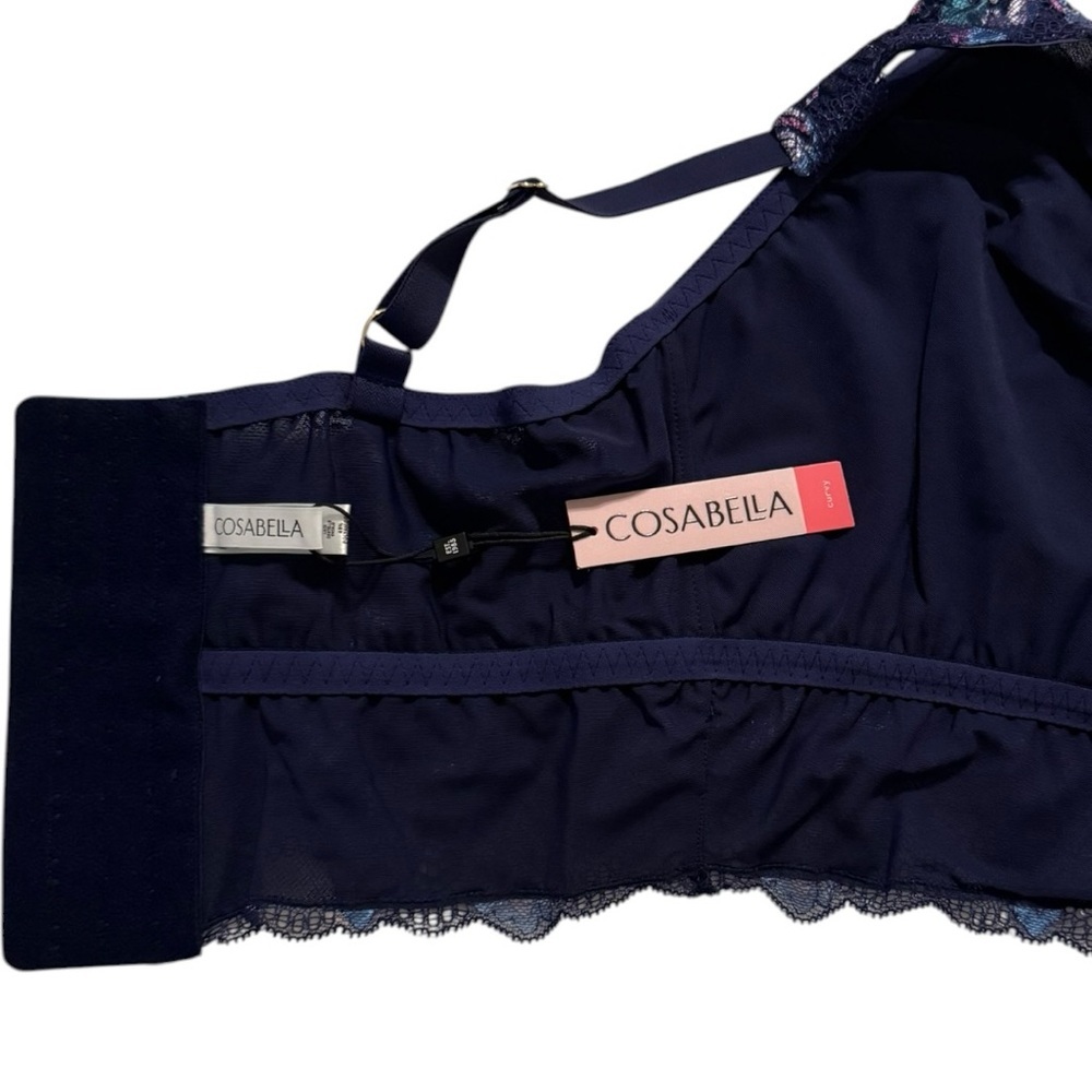 Cosabella Paradiso Curvy Plunge Bralette Navy Rani Pink Lace DD-F Made in Italy - Picture 5 of 11